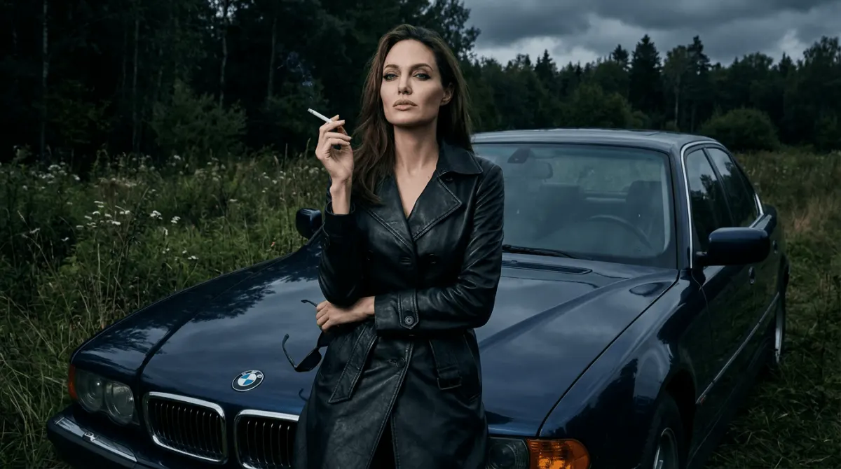 Промт: бандиты 90-х у капота винтажной BMW, Nano Banana