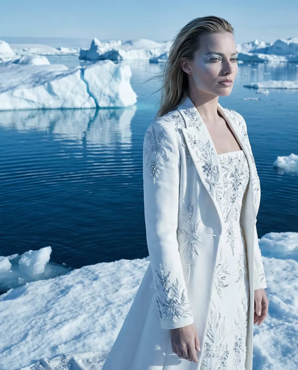 Кинематографичная арктическая fashion‑съёмка — промт для генерации фото через ИИ