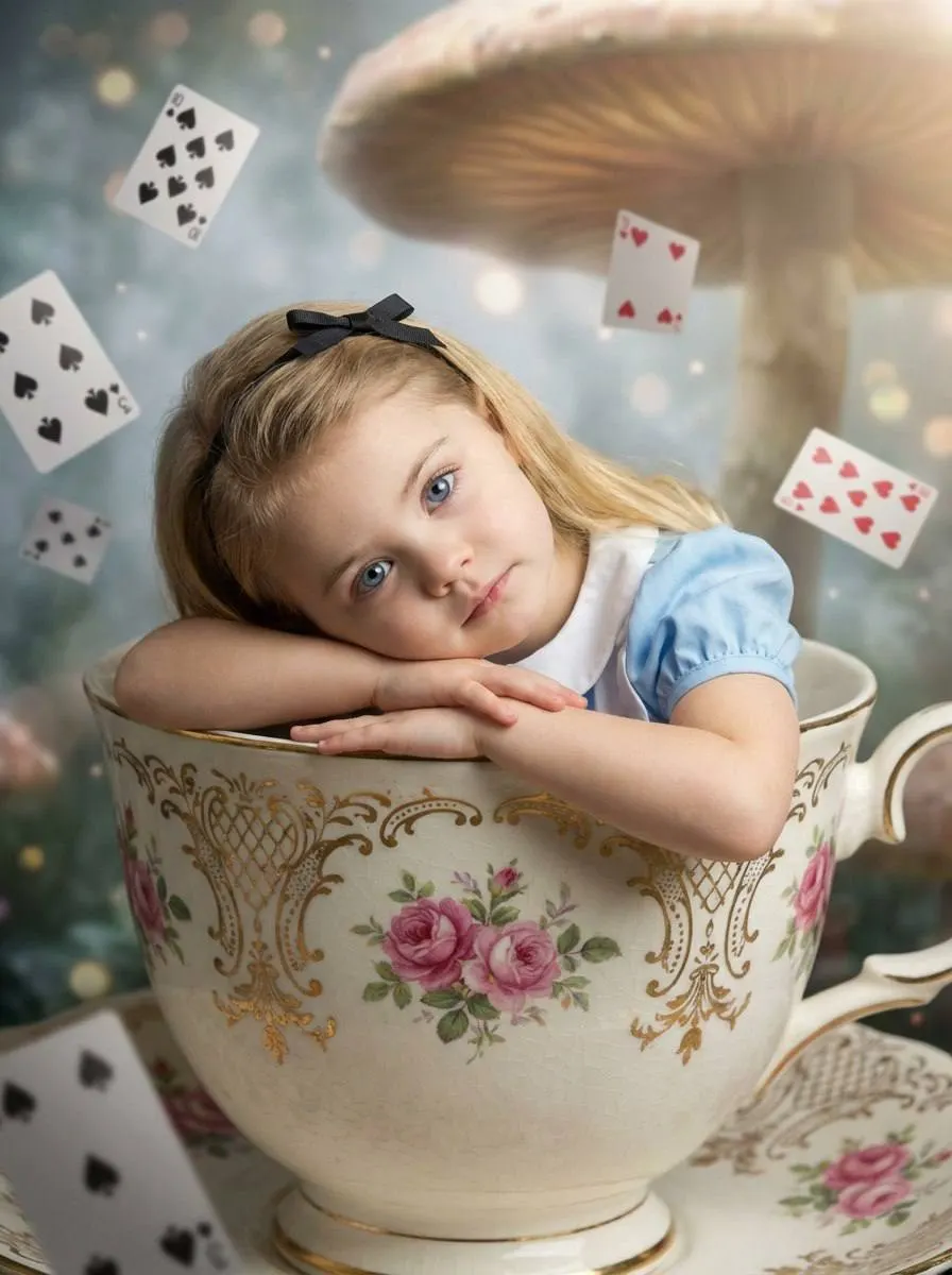 Промт для нейросети: сказочная алиса в чашке промт для генерации фото через ии nano banana