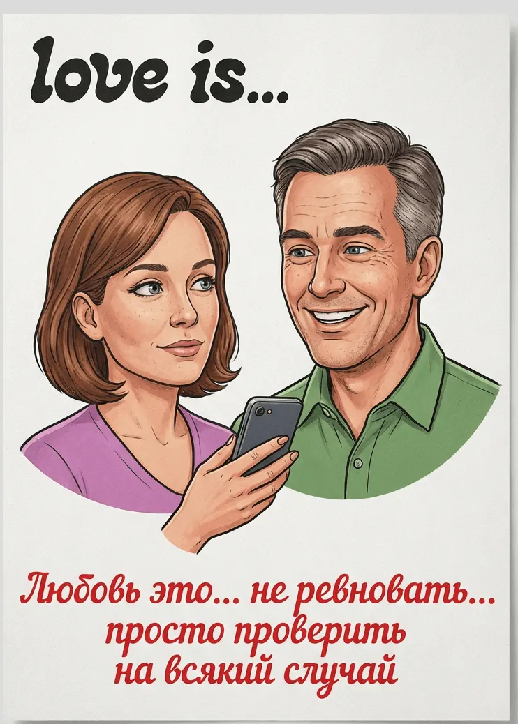 Фотосессия винтажный вкладыш Love is промтом про проверку телефона без ревности