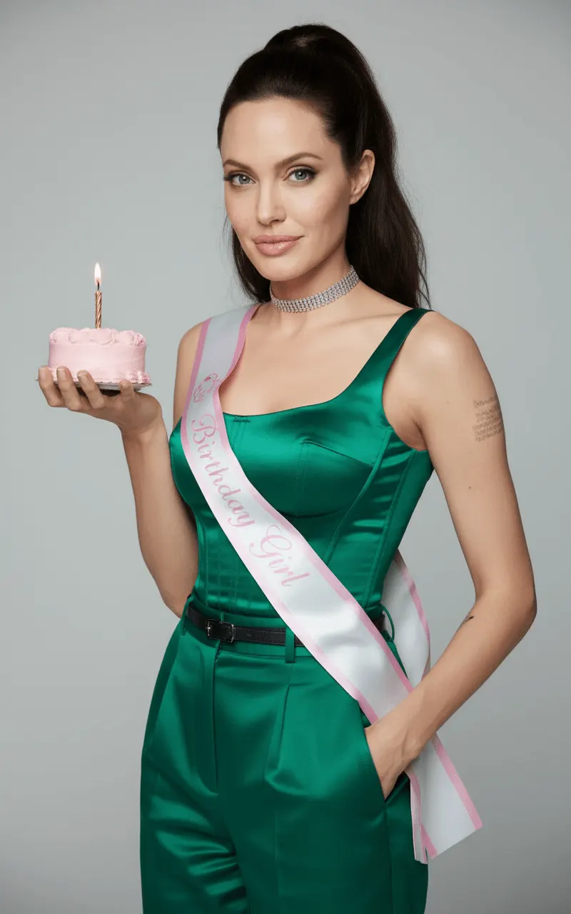 Промт на день рождения: Студийный портрет «Birthday Girl» в изумрудном корсете