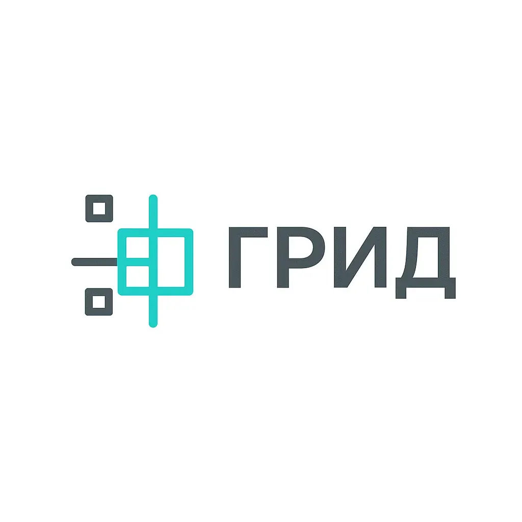 Промт для логотипа: Геометрический логотип «Грид» с абстрактной сеткой данных