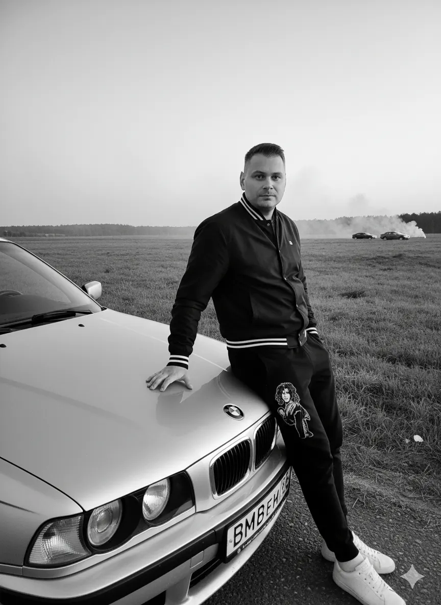 Мужчина и bmw - чб фото