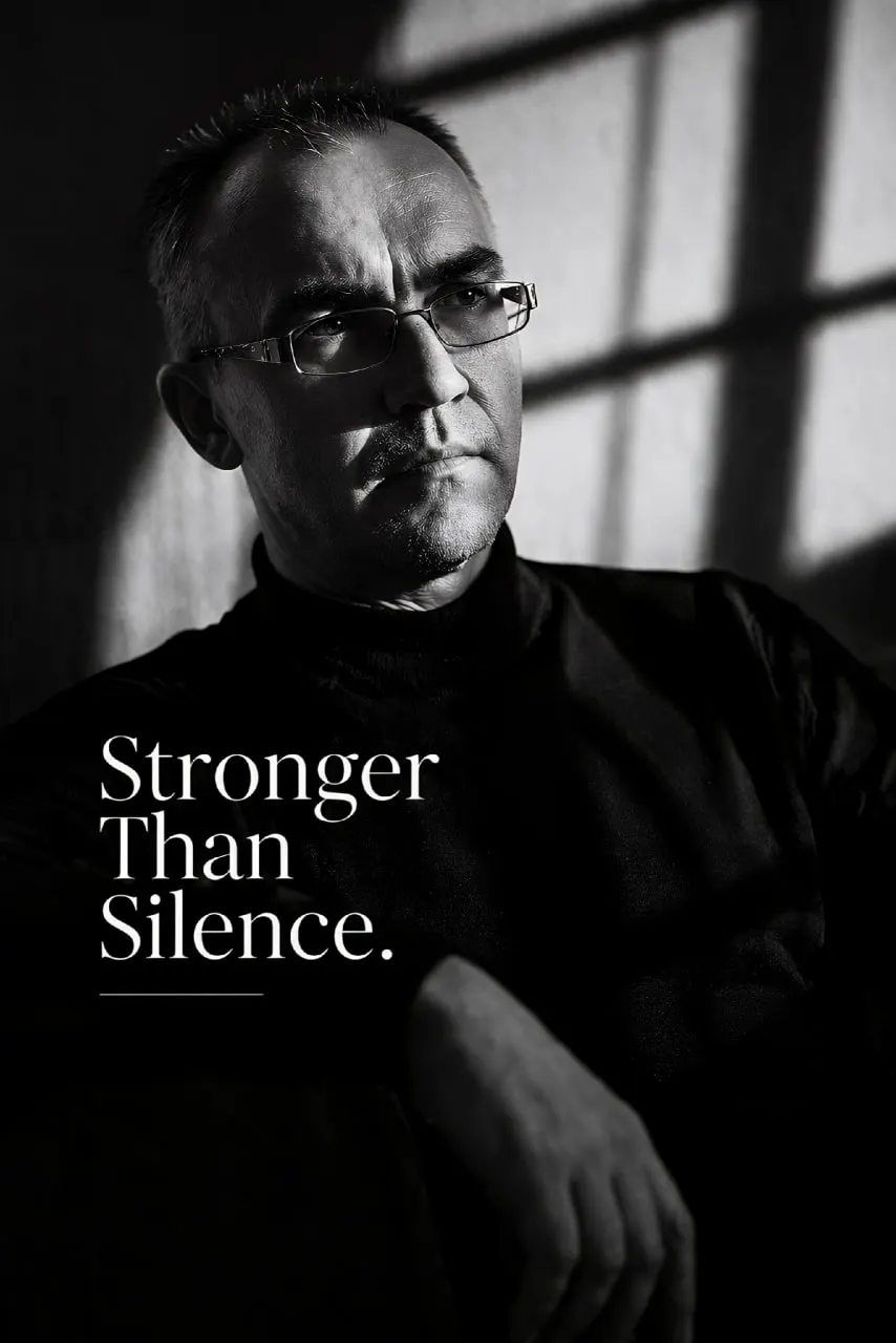 Ч/б драматический портрет мужчины «Stronger Than Silence»
