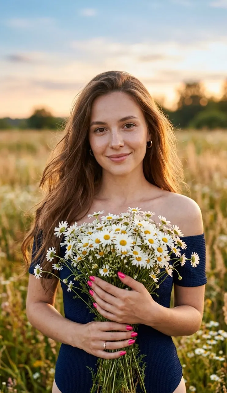 Девушка с ромашками