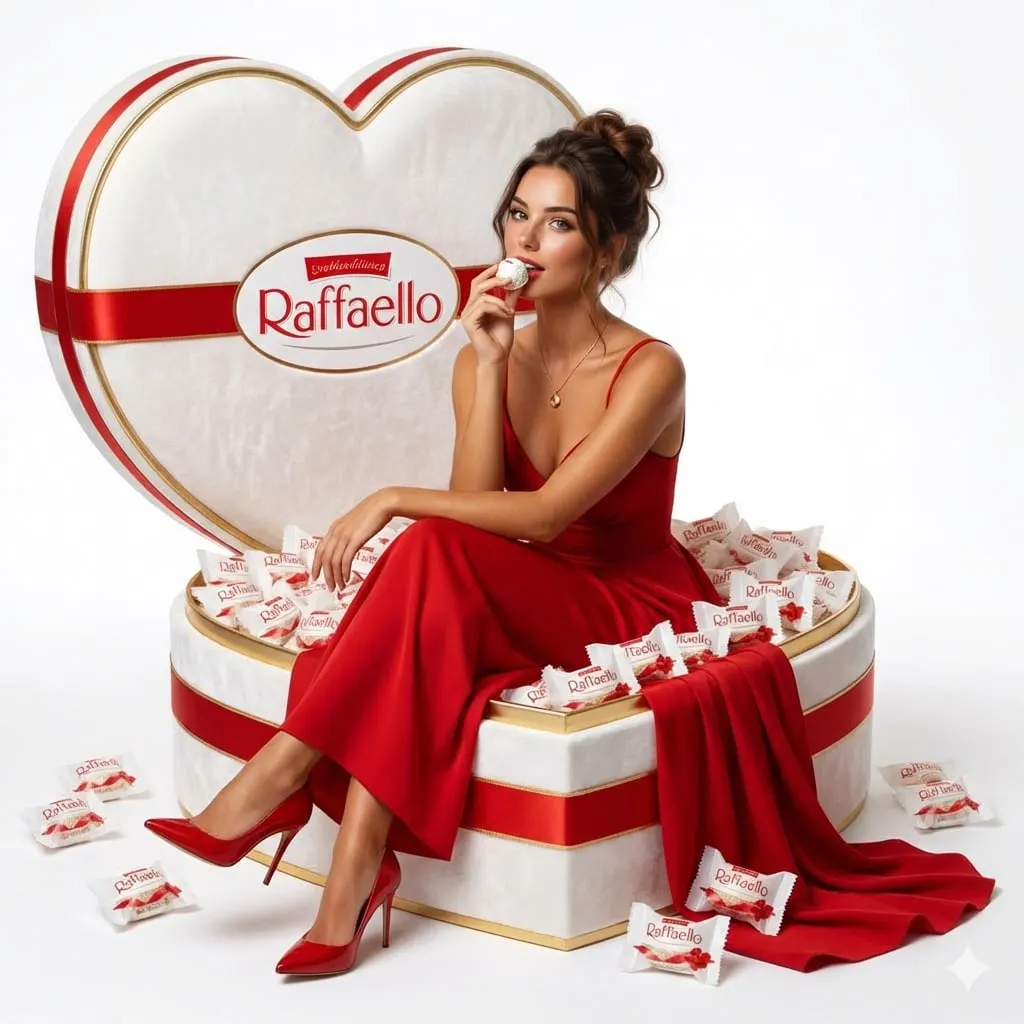 Девушка в большой коробке Raffaello
