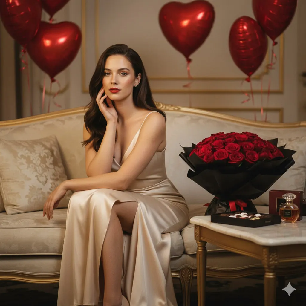 Valentine's Day портрет в шампанском платье