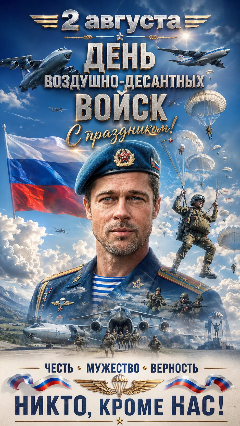 Промт с днём ВДВ: фотосессия в образе десантника