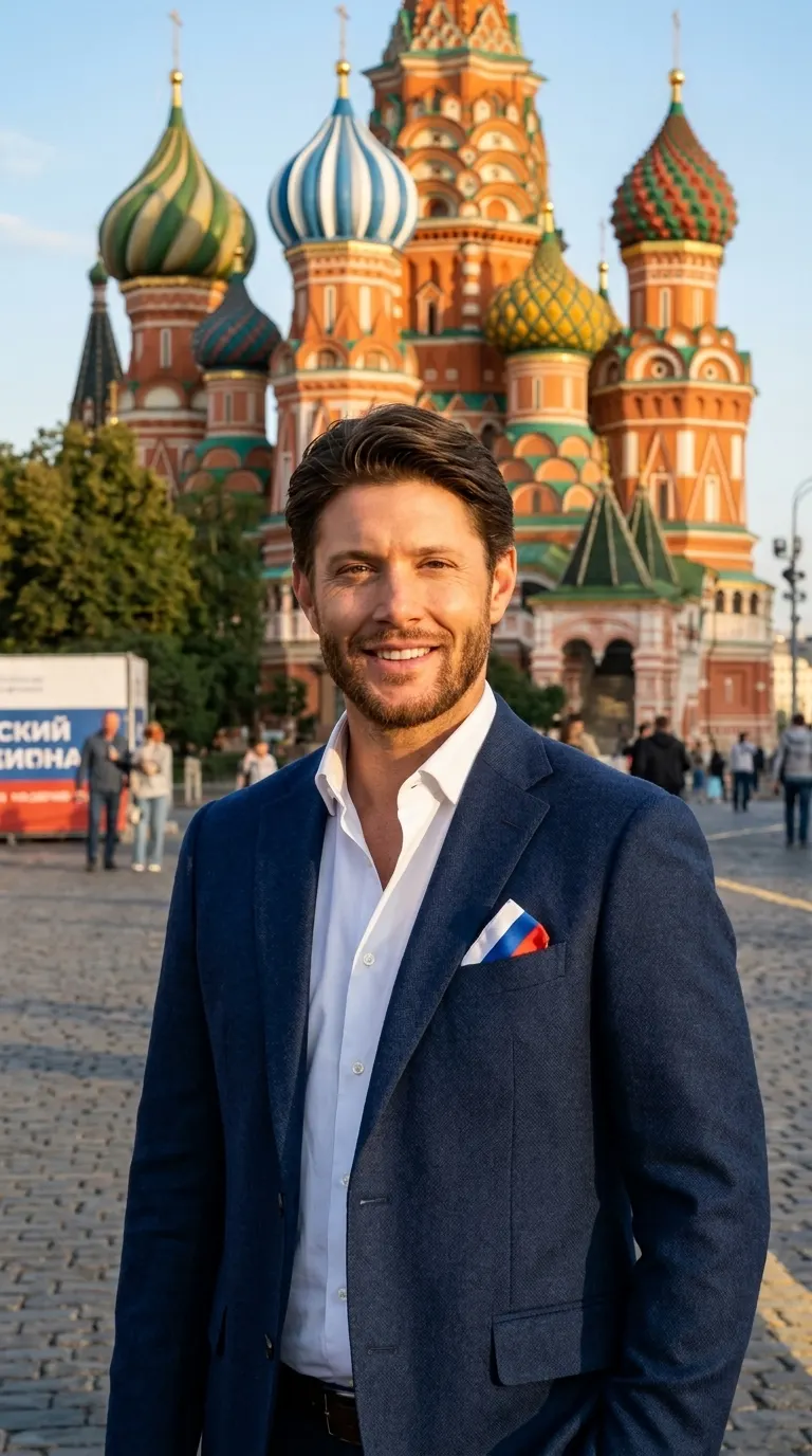 Промт для фото мужчины на Красной площади в День России