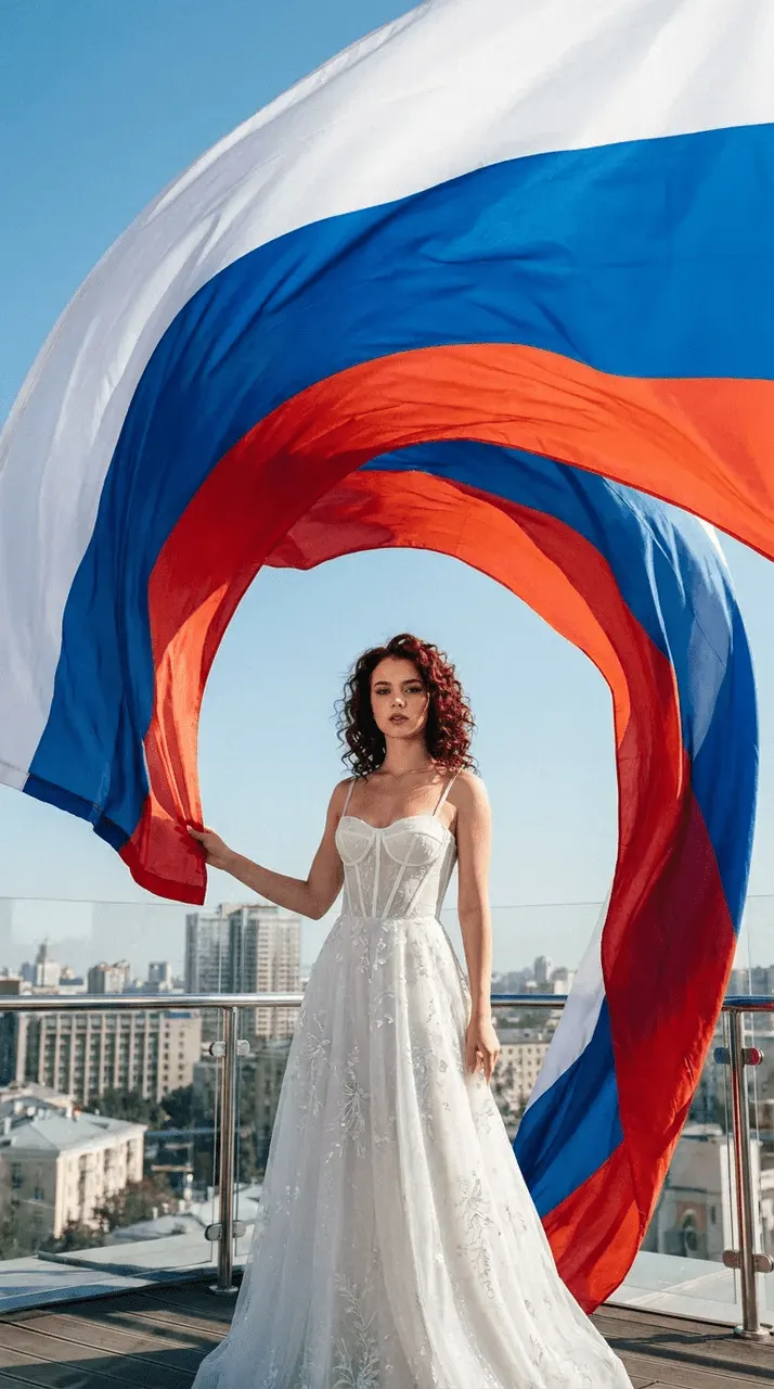 Промт фотосессия с вами под флагом России на крыше города на День России через ИИ
