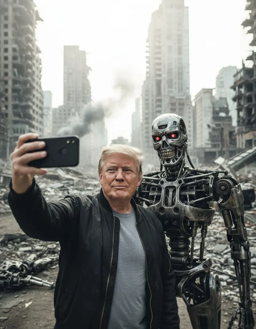 Фотосессия ИИ: Селфи с терминатором