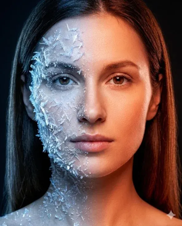 Эффект стихий на лице — промт для фотореалистичной студийной фотосессии через ИИ